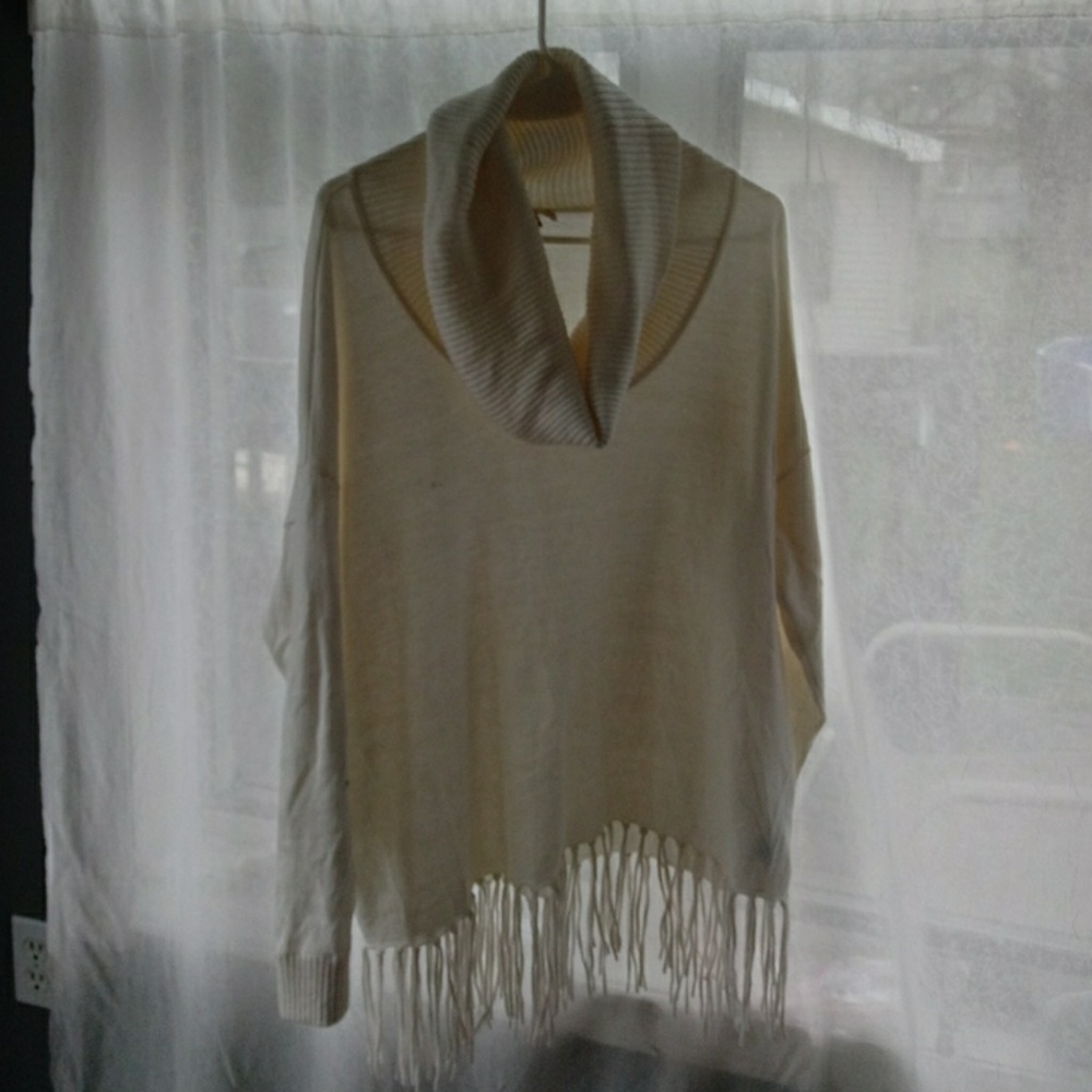 Michael Kors cowl necks sweater with fringe NWOT